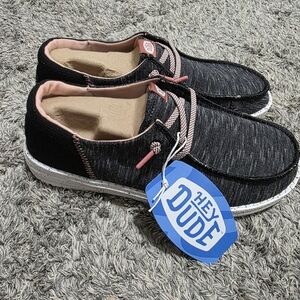 Hey Dude Black and Pink Slip-On Loafers